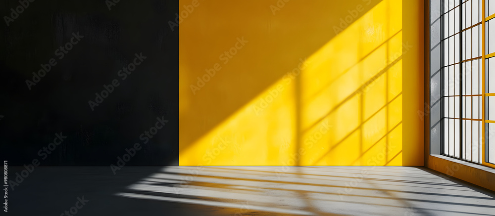 Aufkleber background of a wall interior in a studio with black and yellow colors provides an ideal setting for
