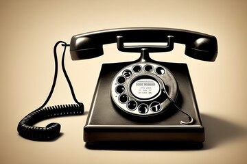 Vintage Rotary Telephone on White Background