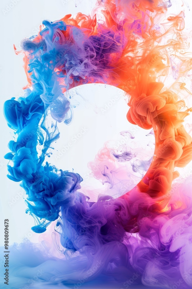 Aufkleber colorful smoke swirl creating a dynamic circular shape against a light background