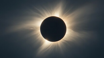 Obraz premium Total solar eclipse viewed from a remote location, creating a striking halo effect around the moon