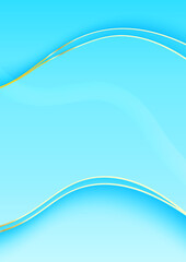 Light Blue and White Abstract Background with Gold Lines