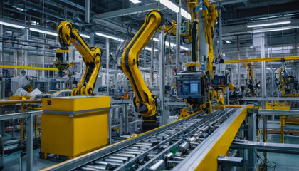 industrial machines operating in a modern factory