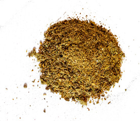 Close up, png shot of the grounded spices and herbs on the transparent background