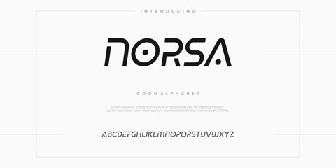 Modern abstract digital alphabet font. Minimal technology typography, Creative urban sport fashion futuristic font and with numbers. vector illustration