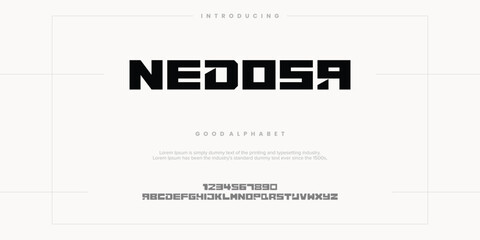 Modern abstract digital alphabet font. Minimal technology typography, Creative urban sport fashion futuristic font and with numbers. vector illustration