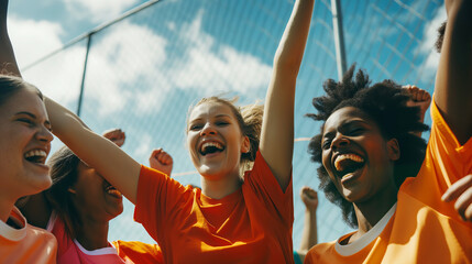 young football women players are a team of girls of different races, diversity in sports