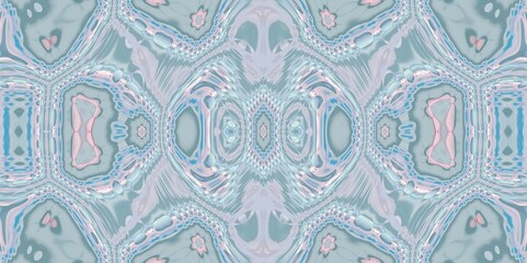 Abstract Kaleidoscope Geometry Psychedelic Art Pastel Pink Blue White Pattern Background