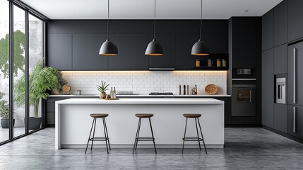 An Elegant and Modern White Kitchen Design Featuring Bright and Inviting Natural Light
