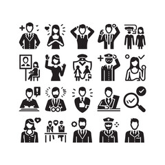 MEN AND WOMEN ICON SET BLACK AND WHITE