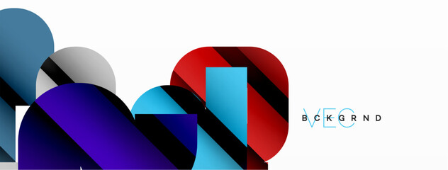 Colorful curve geometric shapes on white