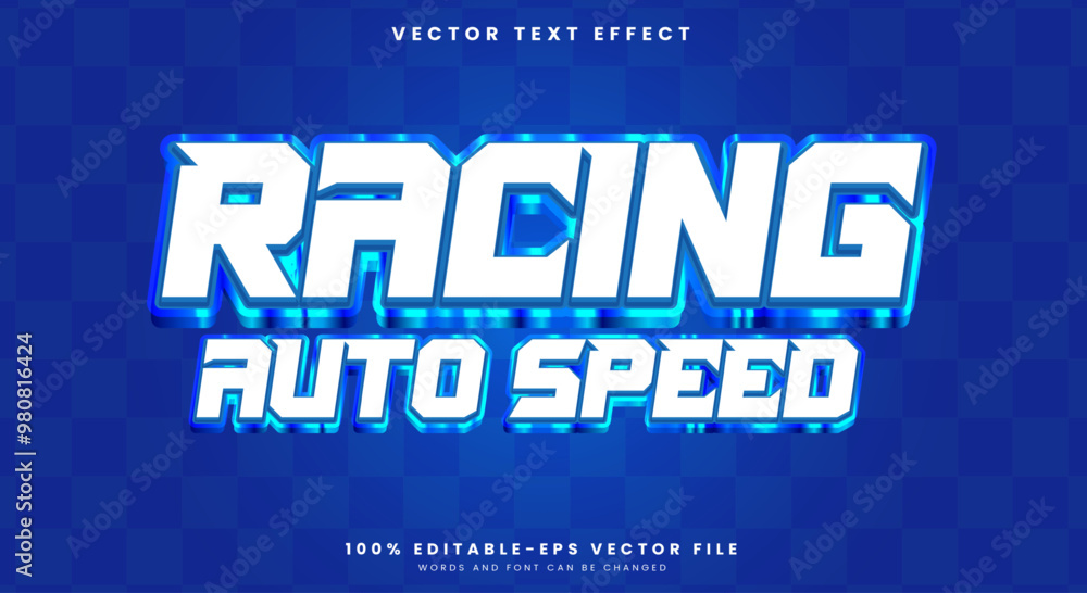 Poster racing auto speed editable text effect template with racing style