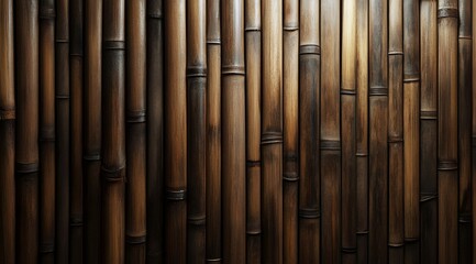 Fototapeta premium Natural bamboo wall texture showcasing vertical growth patterns in warm tones
