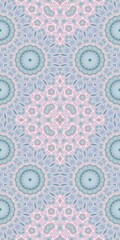 Abstract Kaleidoscope Geometry Psychedelic Art Pastel Pink Blue White Pattern Background