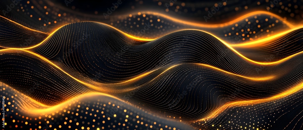 Poster mesmerizing golden waves pattern abstract background for luxury design