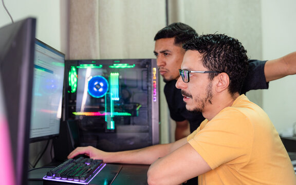 Gay couple enjoying a gaming date at home