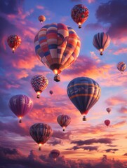 Fototapeta premium A sky adorned with floating hot air balloons