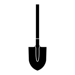 Illustration showing a black shovel icon on a white background
