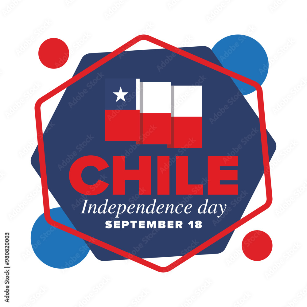 Wall mural chile independence day. happy national holiday fiestas patrias. freedom day. celebrate annual in sep