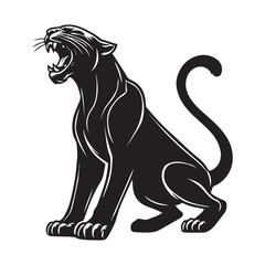 Obraz premium Black Panther vector illustration in black and white - Panthera Silhouette Clipart