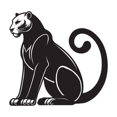 Fototapeta premium Black Panther vector illustration in black and white - Panthera Silhouette Clipart