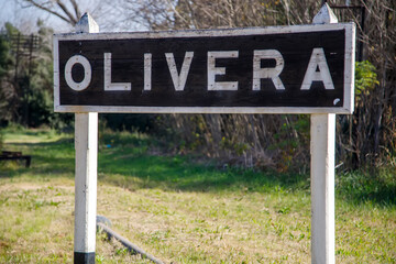 Fototapeta premium train station sign