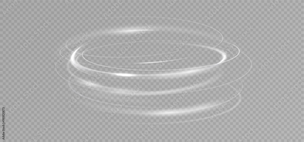 Poster Light white Twirl. Curve light effect of white line. Glowing white spiral. The effect of high-speed abstract lines. Rotating shiny rings.	