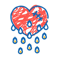 blooding heart doodle icon sketch vector. blooding heart sign. isolated symbol illustration