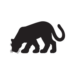 Obraz premium Black Panther vector illustration in black and white - Panthera Silhouette Clipart