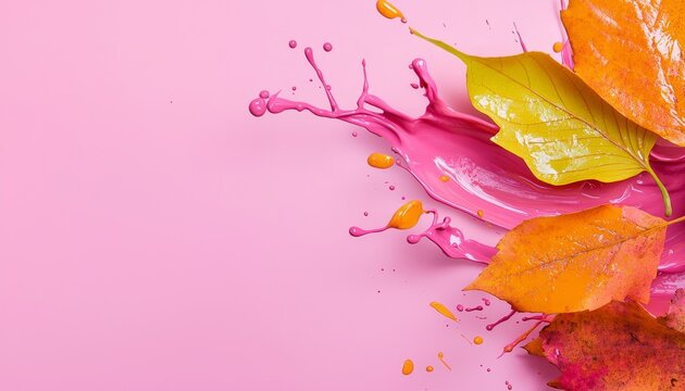 Autumn Leaf Colors, bold, abstract splashes of autumnal colors and leaf shapes