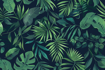 Texture of green leaves, green background pattern - Vector illustration