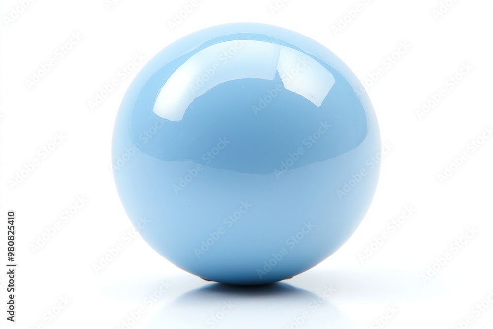 Aufkleber a blue ball with a shiny surface. the ball is round and has a smooth texture. it is placed on a whit