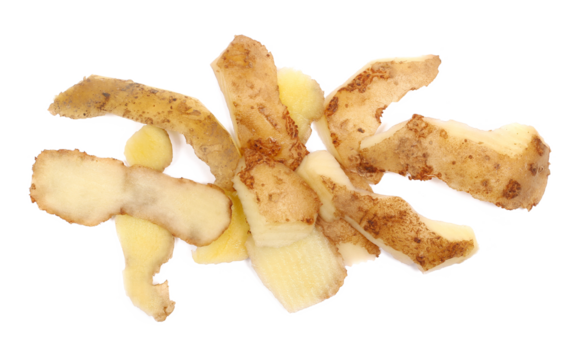 Potato peel isolated on white background