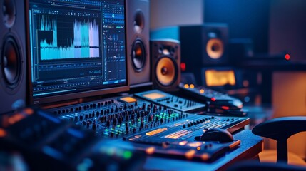 A black sound board with a purple background