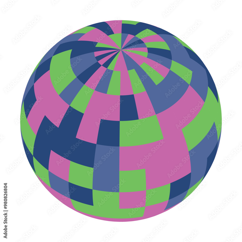Poster this colorful globe features an abstract design with geometric patterns in pink, green, and blue. th
