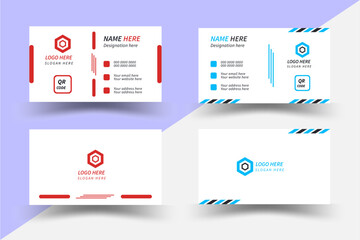 Modern business card template red black colors. Flat design vector abstract creative - Vector Minimal Individual Business Card Layout