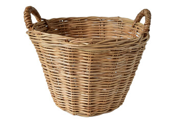 Wicker basket for clothes separate white background