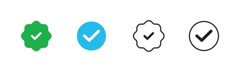 Verified badge icon tick symbol vector approved check mark icon.