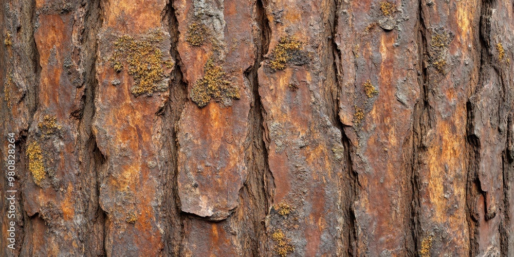 Poster close-up of a textured tree bark showcasing natural patterns and earthy tones.