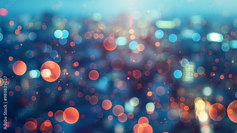 Wall mural abstract background with colorful bokeh lights
