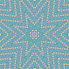 Delicate mosaic seamless pattern graphic composition. Trendy wallpaper motif. Mix geometrical pattern. Mexican folk print. Boho template.