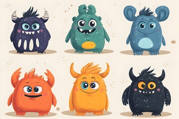Adorable Cartoon Monster Creatures in Vibrant for Kids  Products  Packaging  and Branding Designs