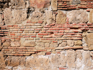 Background of old vintage brick wall. High quality photo for digital use.