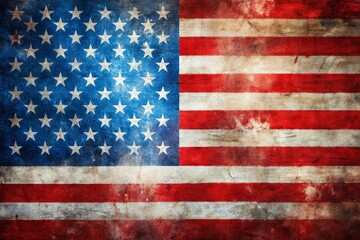 Naklejka premium Vibrant splashes of red, white, and blue colors blend in an abstract representation of the American flag, exuding modernity, artistry, and patriotism in a stylized visual tribute.