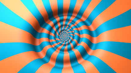 A vibrant spiral pattern of orange and blue stripes creating a hypnotic visual effect for design and artistic projects.