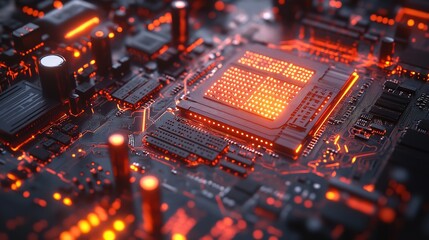 Obraz premium Circuit Board Innovations in Silver Hues