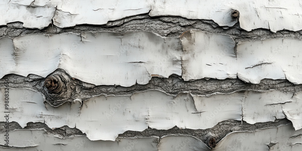 Poster close-up of birch tree bark showcasing its texture and layers.