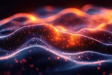 Obraz premium ethereal data transfer visualization with translucent flowing lines abstract representation of digital information exchange in a futuristic cyberspace environment