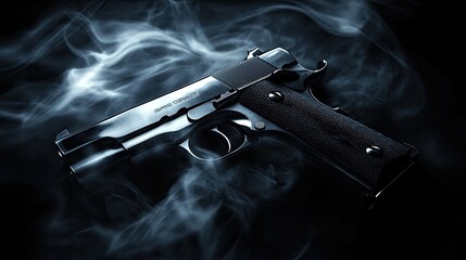 "Realistic Handgun with Smoke Effects"