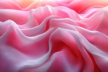 Obraz premium ethereal pink fabric swirls in graceful curves soft folds create elegant abstract patterns dreamy pastel hues evoke gentle feminine aesthetic