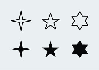 Star shape icon set editable design stock illustration